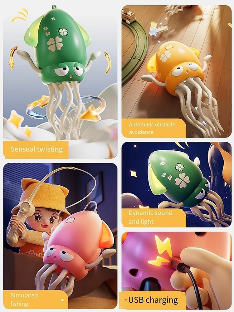 ألعاب الحبار الراقص الإلكترونية مضحك التعريفي الكذب الحبار المسطح طفل التطوير التفاعلي مع الضوء والموسيقى هدايا وقت البطن #6