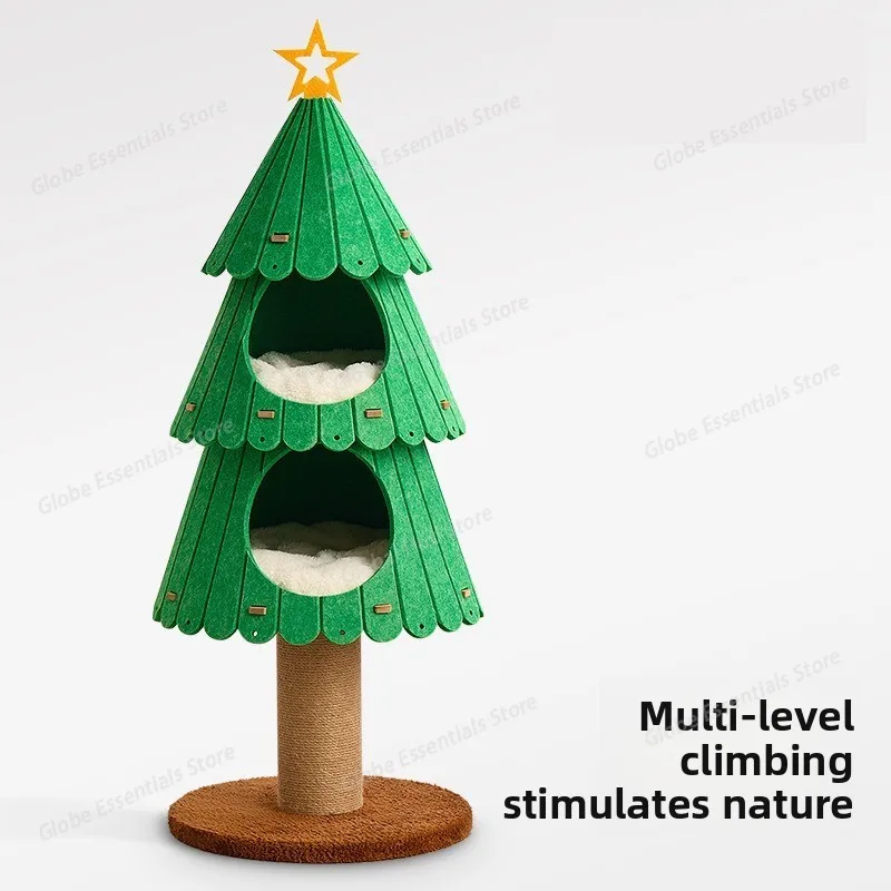 Cat Tree Christmas Style Multi Level cat Condo Climbing Scratch Resistant Cozy Bed Home Display Gift For Cats And Kittens