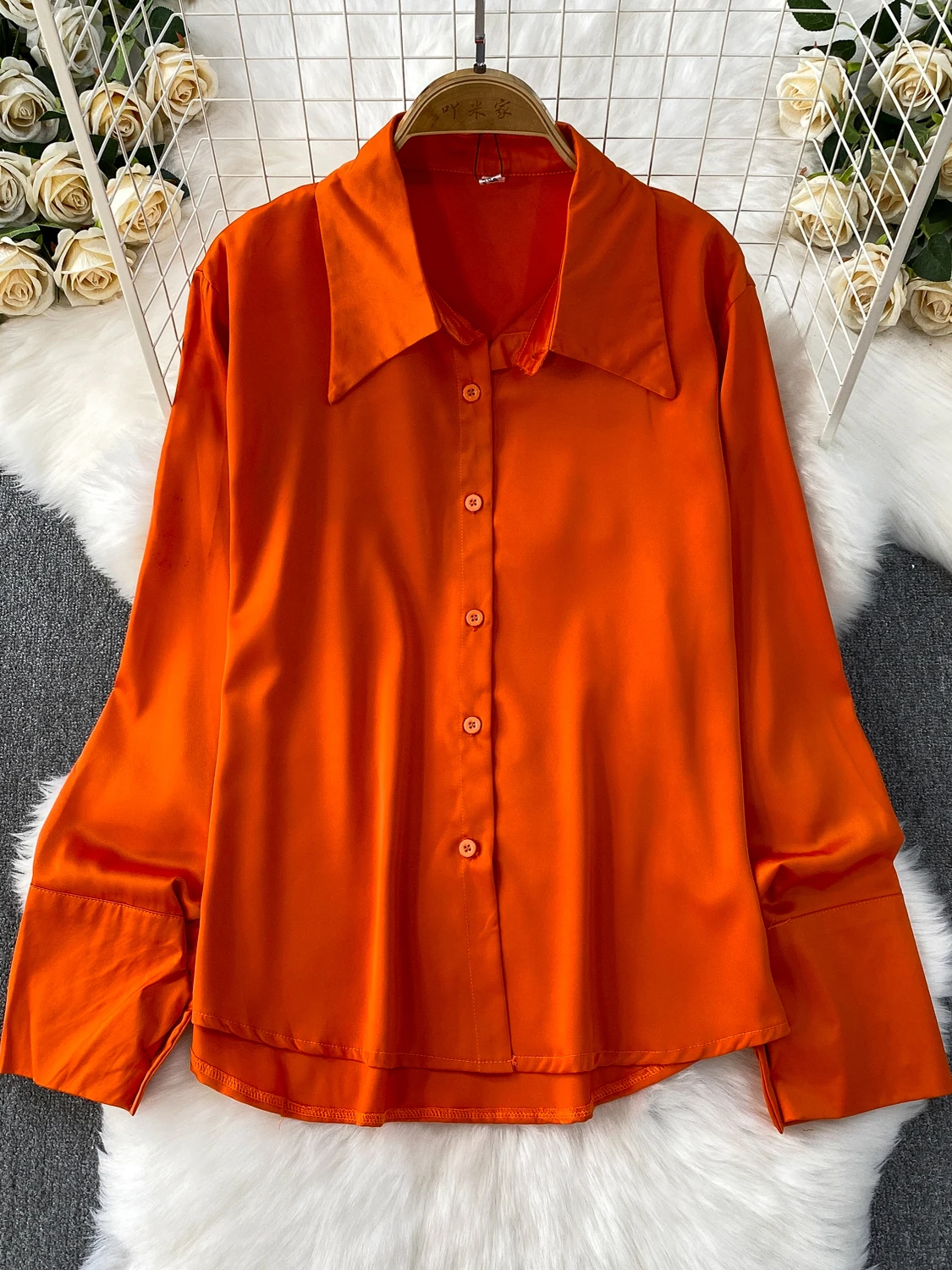 Csa de manga larga naranja a la moda con protección solar y media falda con estampado de cuentas pesadas, conjunto de dos ...