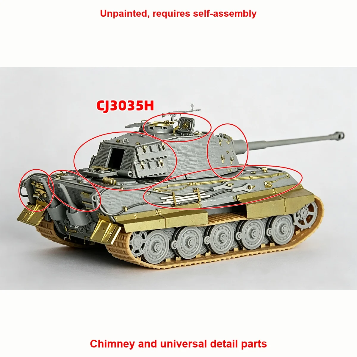 1/35 Modellbausatz Diorama Miniatur PE Panzer King Tiger II Upgrade-Teile Unbemalter Lufteinlassgitter Auspuff Universal DIY – Detail 9