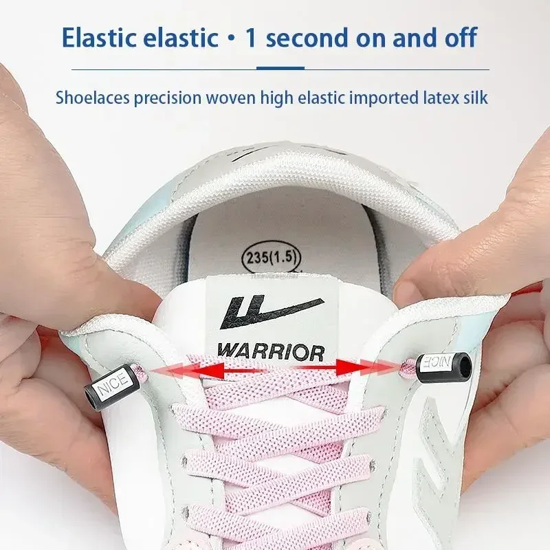 1 Pair No Tie Shoe Laces Flat Precision Mesh Weaving Elastic Shoelaces for Sneakers 1 Second Quick on And Off Lazy Shoelace