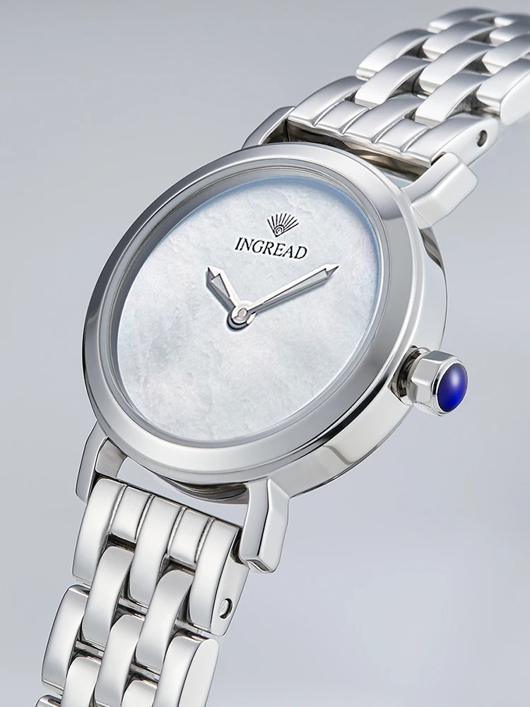 INGREAD-Relógio de luxo glamouroso feminino, movimento de quartzo impermeável, pulseira de aço com vidro safira, fivela borboleta, 300m, GL24