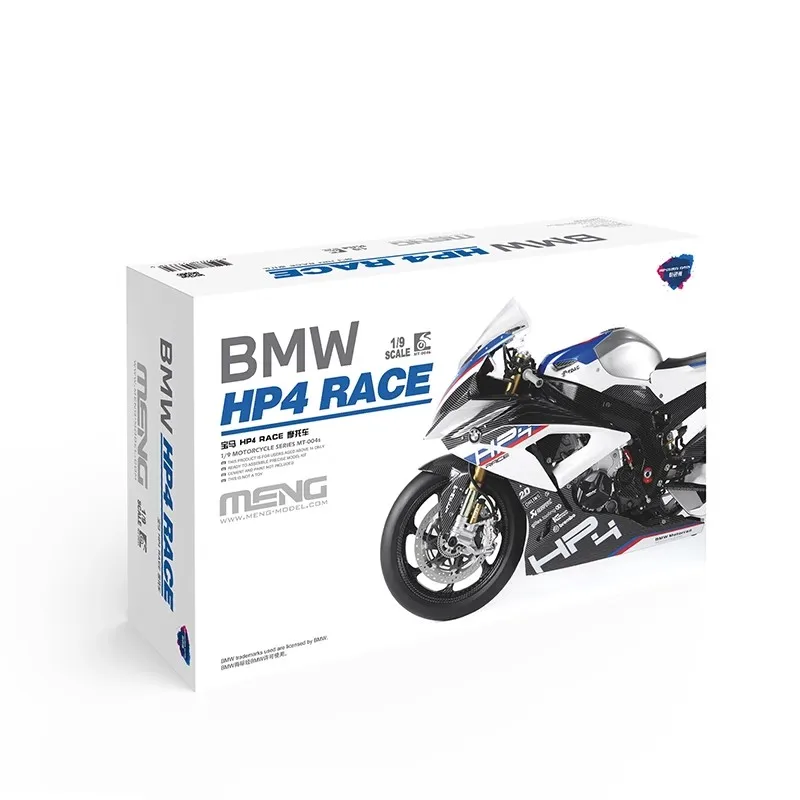 1/9 meng bmw hp4 corrida motocicleta figura de ação Mt-004s pré colorido montar figura modelo colecionável crianças presente aniversário