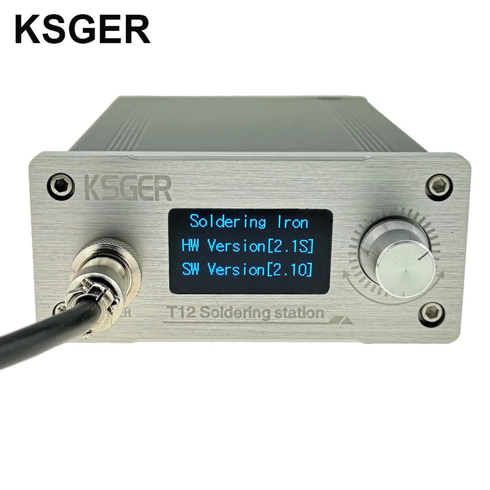 KSGER T12 Soldering Station STM32 V2.1S OLED T12 Iron Tips DIY FX9501 Handle Tools CNC Aluminum Alloy Case Auto-sleep EU Plug