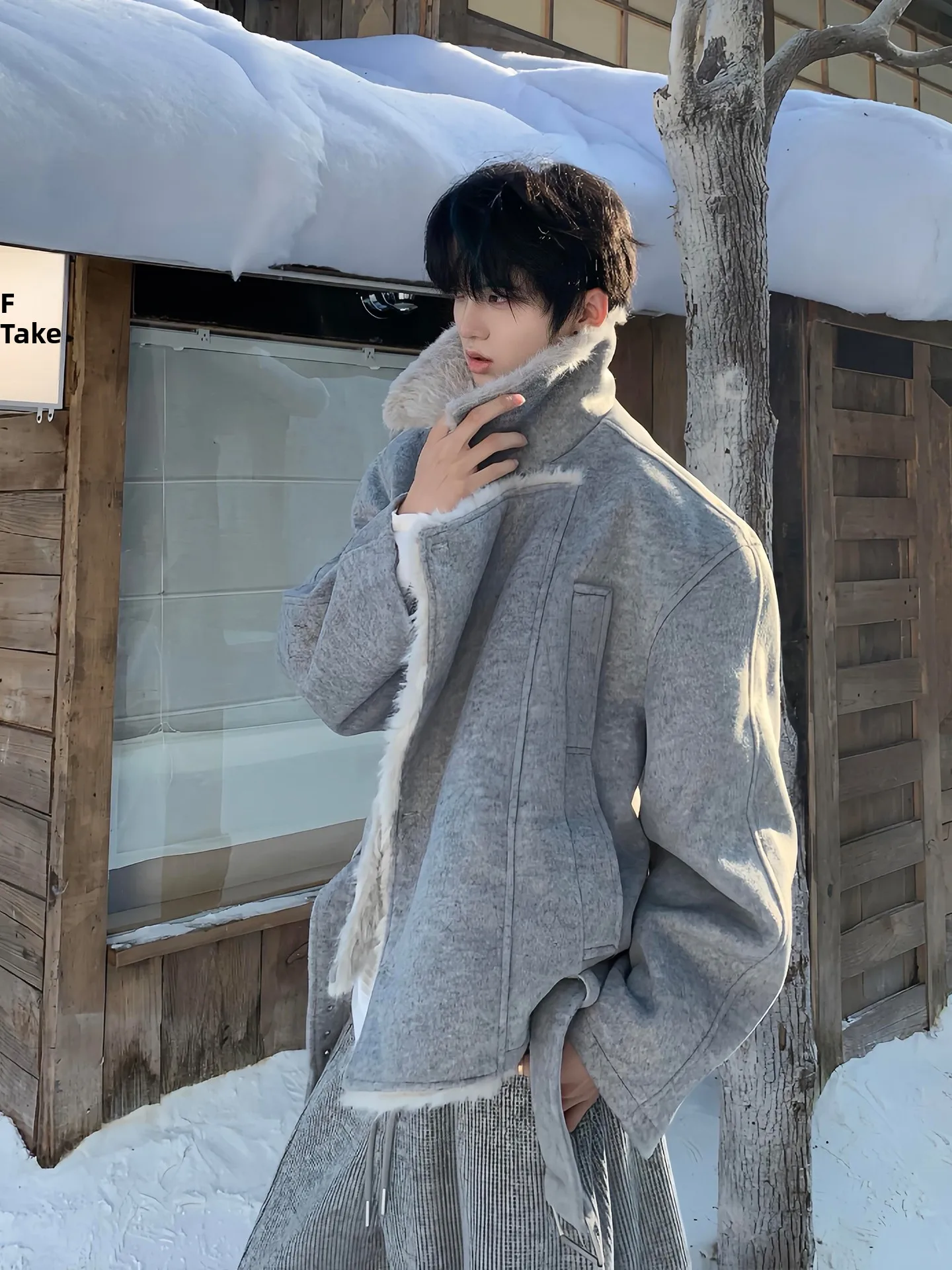 

Теплое мужское хлопковое пальто с меховым воротником, зимнее пальто American Sle Thiened Long Sve Regular Fit, однотонная повседневная одежда