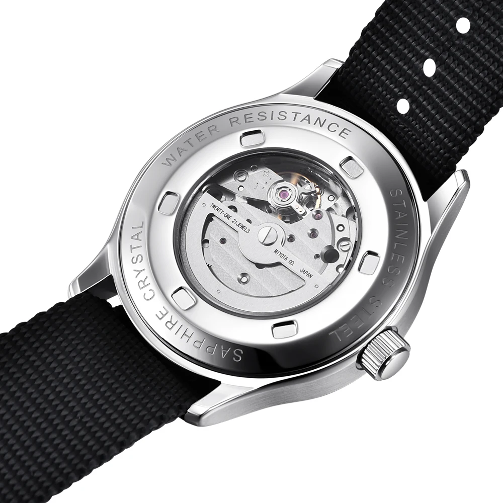 럭셔리 42mm 사용자 정의 사파이어 시계 군사 남자 Reloj 자동 스포츠 디자인 시계 Luminou 가죽 NH35 기계식 손목 시계