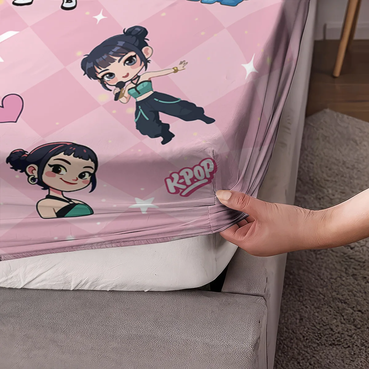 3 قطعة K-Pop شيطان الصيادين المطبوعة Chipless غطاء سرير مجموعة متعددة الحجم لينة غطاء السرير غرفة نوم الفراش الديكور آلة قابل للغسل #5