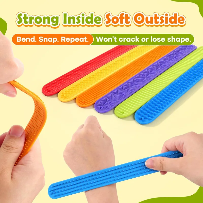 New Fidget Toys Slap Silicone Stress Relief Toys for Kids Wristbands Sensory Stones Silicone Snap Rings Fun Toys