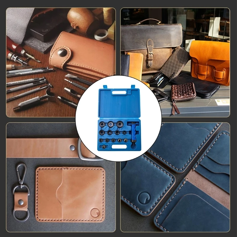 

Multiple Size Belt Hole Set Carbon Steel Hollow Set 3/16” to 1-3/8” & 5 to 35mm with Storage Case M4YD