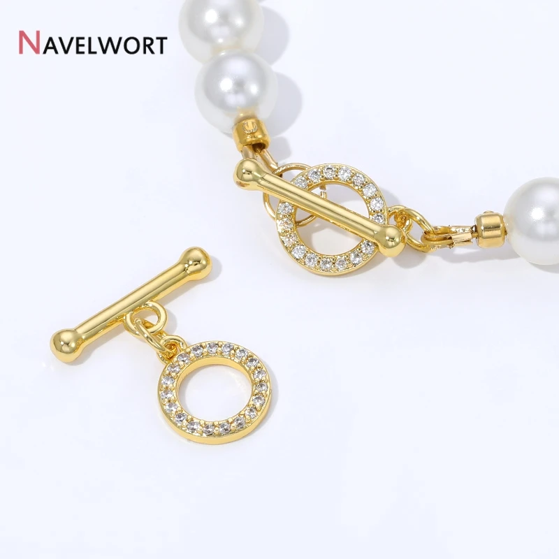 18K Gold Plated Brass Inlaid Zircon OT Clasps Connectors Toggle Clasps,for DIY Jewelry Making Necklaces Bracelets Accessories - view 6