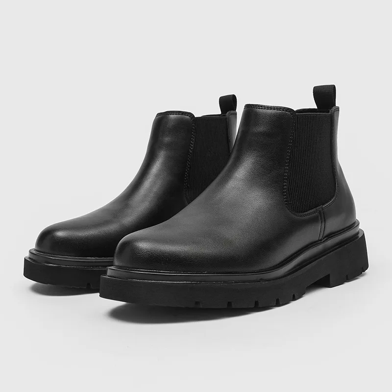 

British style men's boots leisure soft leather shoes cowboy platform boot handsome spring autumn ankle chelsea botas masculinas