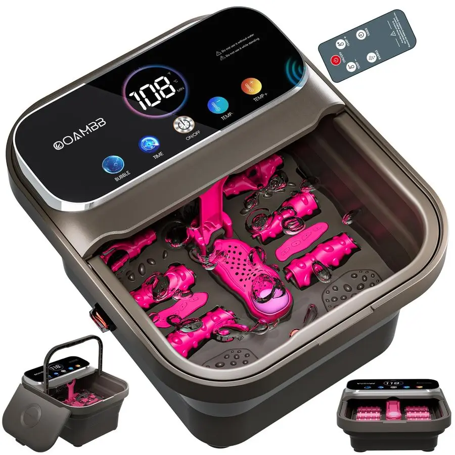 

Foot Spa with Heat, Bubble,Temp Control,Remote Control, Color Touch Screen Foot Bath Massager with 6 Massage Rollers,Foot Soakin