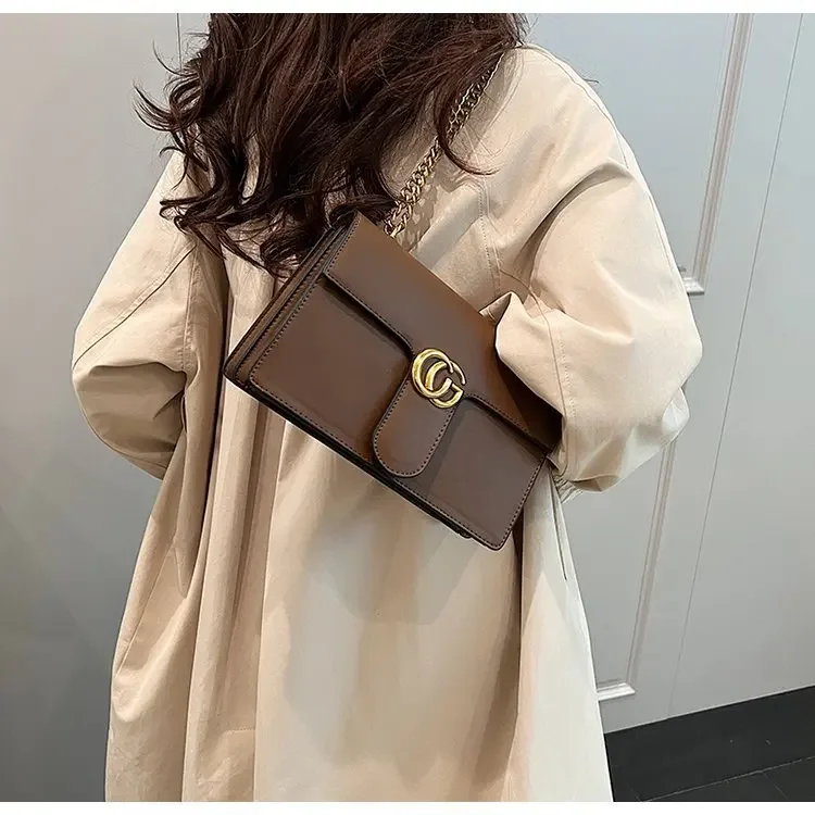 2025年新登場！-ヨーロッパ＆アメリカンスタイル-チェーンpuスモールスクエアバッグ--クロスボディ-ショルダー-ポータブル-レディースバッグ