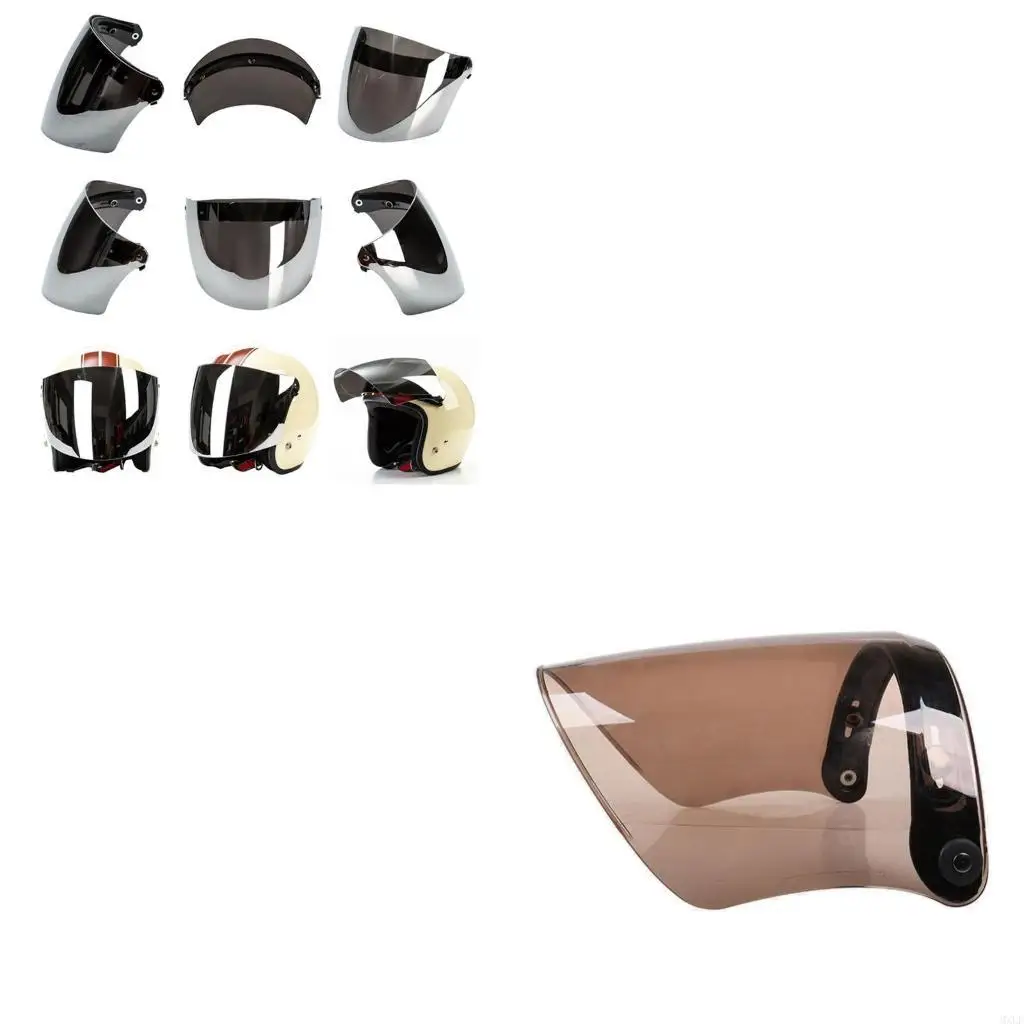 

Motorcycle Helmet Visor Shield PC Lens 3-Snap Design Open Face Helmet Visor