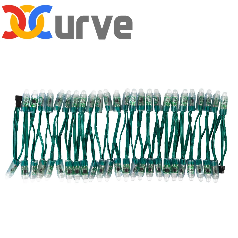 Módulo de pixel digital RGB LED impermeável, WS2811, 2811 IC, preto, verde, branco, cristal, fio RGB, IP68, DC 5V, 12V, 100pcs