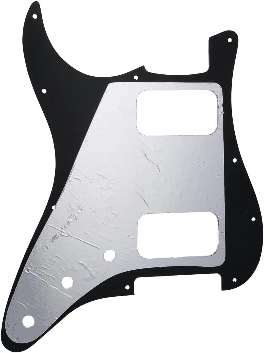 Black 11 Holes Round Corner HH ST Guitar Pickguard 2 Humbuckers for Strat Fender American/Mexican Standard for Stratocaster