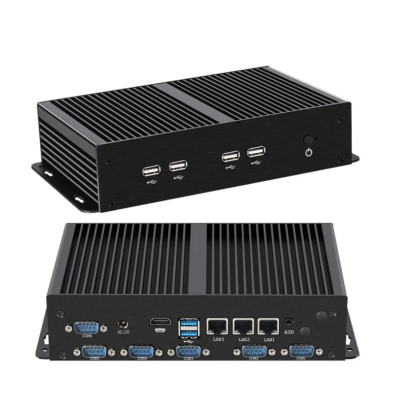 Helorpc 3LAN6COM Fanless Industrial Mini PC with i7-1165G7 Support Linux Pfsense with 4xUSB3.0 2xUSB2.0 1xHDMI Windows10 Ready