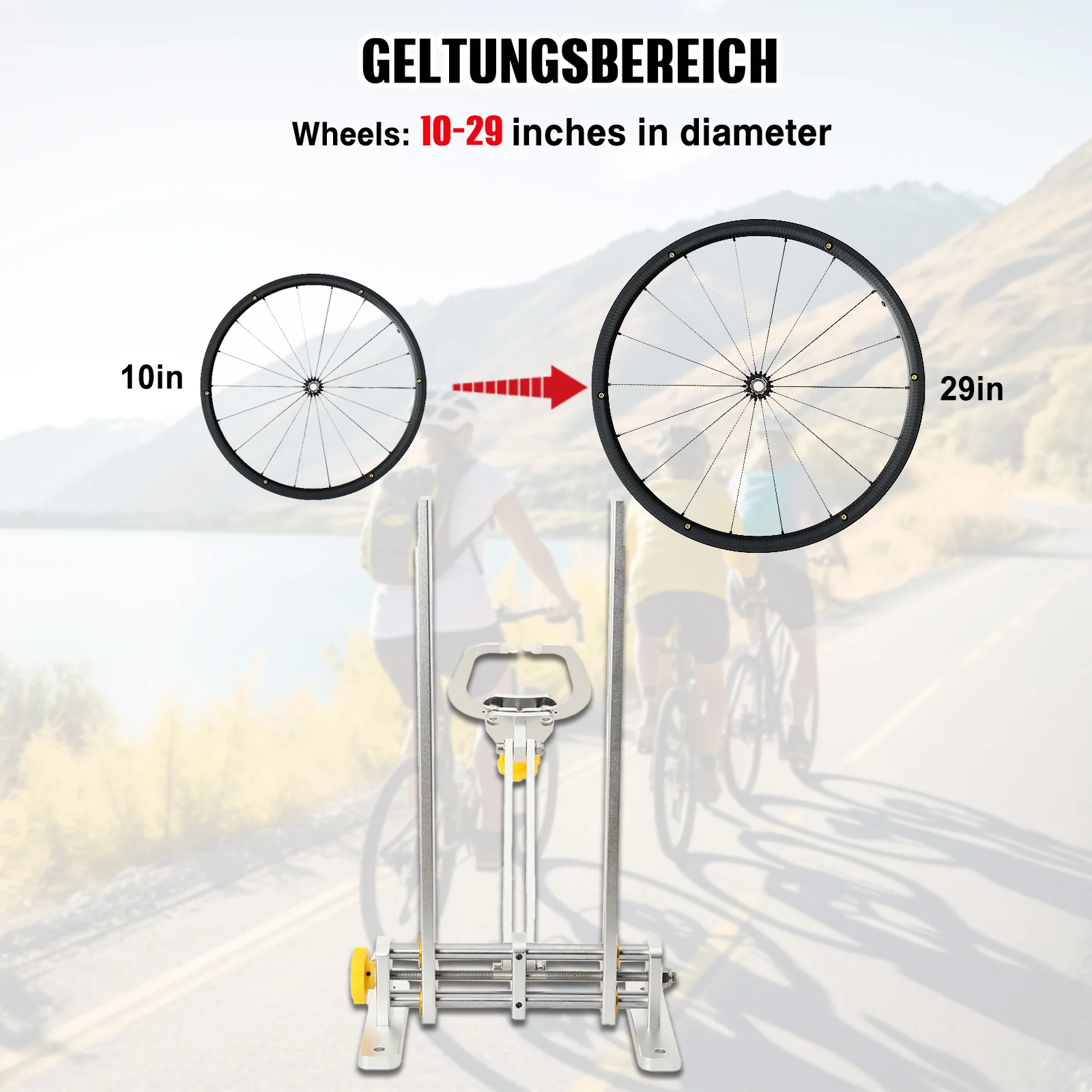 Bicycle Wheel Truing Stand, Adjustable 10-29 Inch Bike Wheel Truing Stand, Aluminium Alloy Rim Truing Stand for Mountain Road Bike