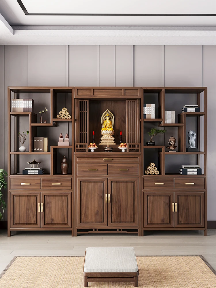 New Chinese Buddhist temple, God of Wealth, Buddha cabinet, platform and antique shelf combination.