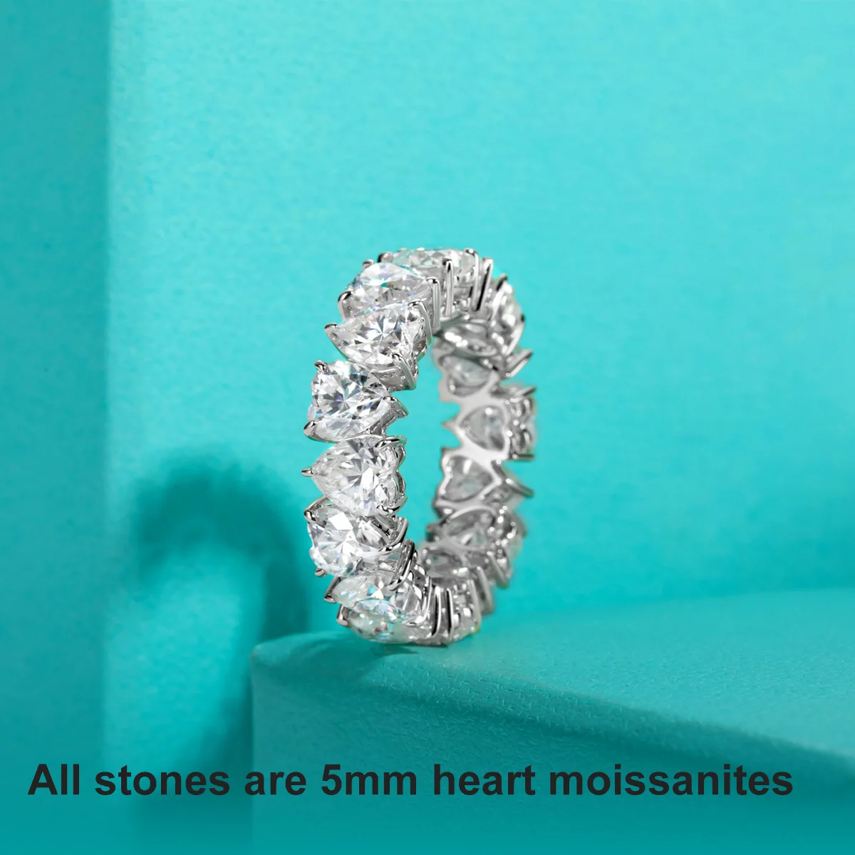 Anu jewel 5mm Herz geschnitten d Farbe Moissan ite Ewigkeit Band 925 Sterling Silber 18 Karat vergoldet Ehering Ringe Schmuck Großhandel