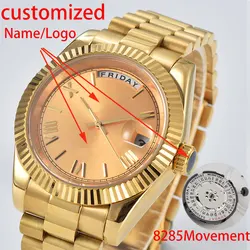 Customize Logo Luxury Men's Watch 8285 Movement Dual Calendar Dial Stainless Steel Waterproof Case Sapphire Glass Custom Watch