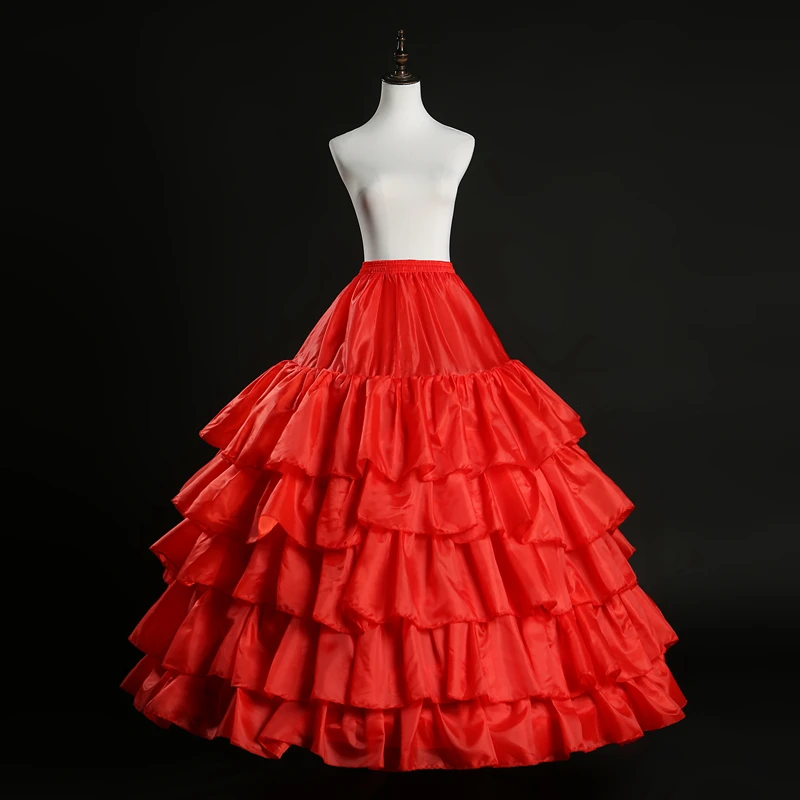 Full Shape Hoop Skirt 5 Ruffles Layers Ball Gown Petticoat Underskirt Slip for Wedding Dress Adjustable Waist