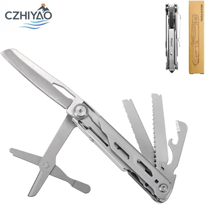 

CZHIYAO Hard Stainless Steel Multi Tool Foldable Self Locking Pocket Knife With Belt Clip Emergency Scissors Saw Escape Hammer