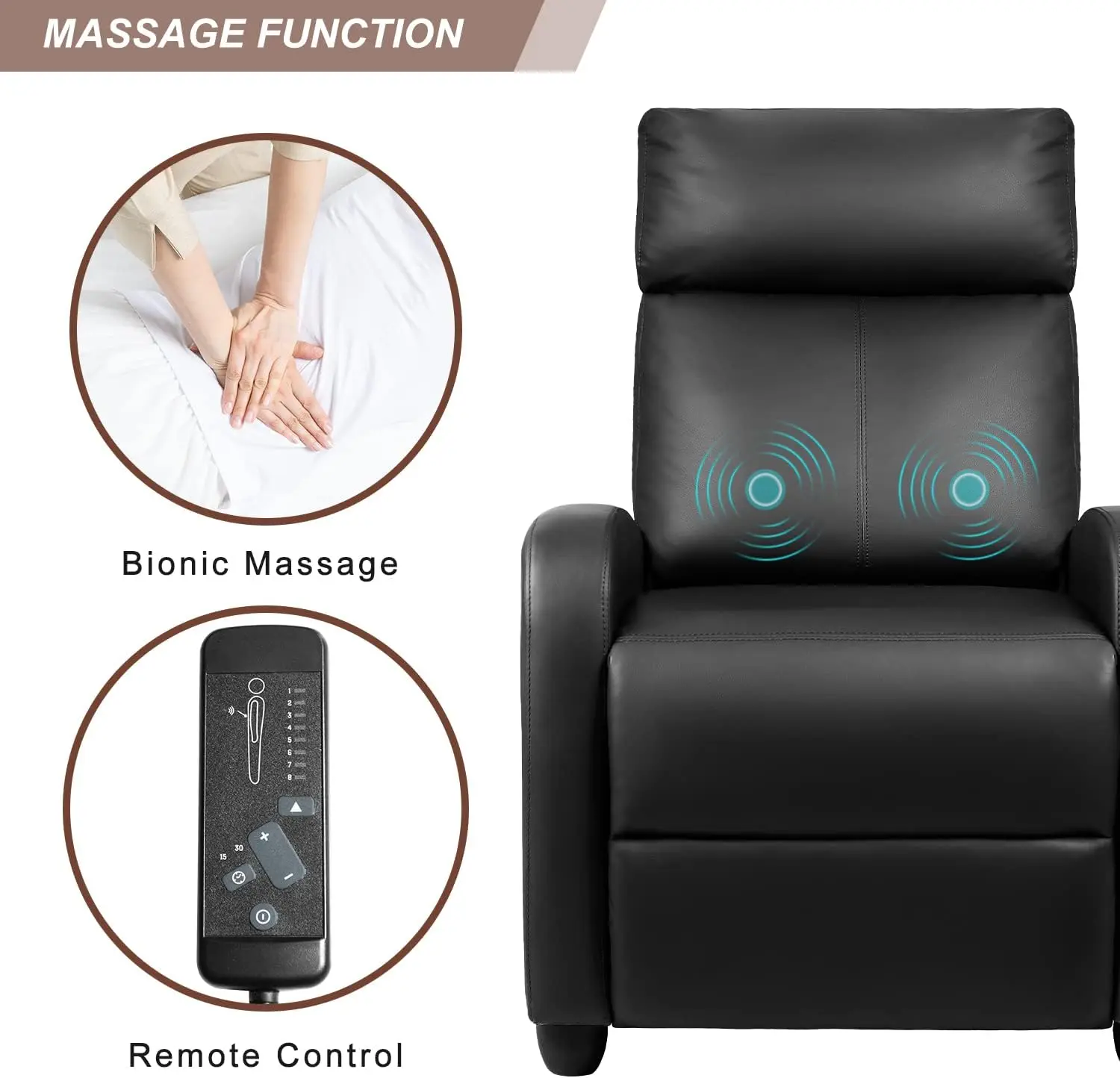 كرسي استرخاء أسود مع وسادة مبطنة - أريكة حديثة من جلد البولي يوريثان لغرفة المعيشة #6