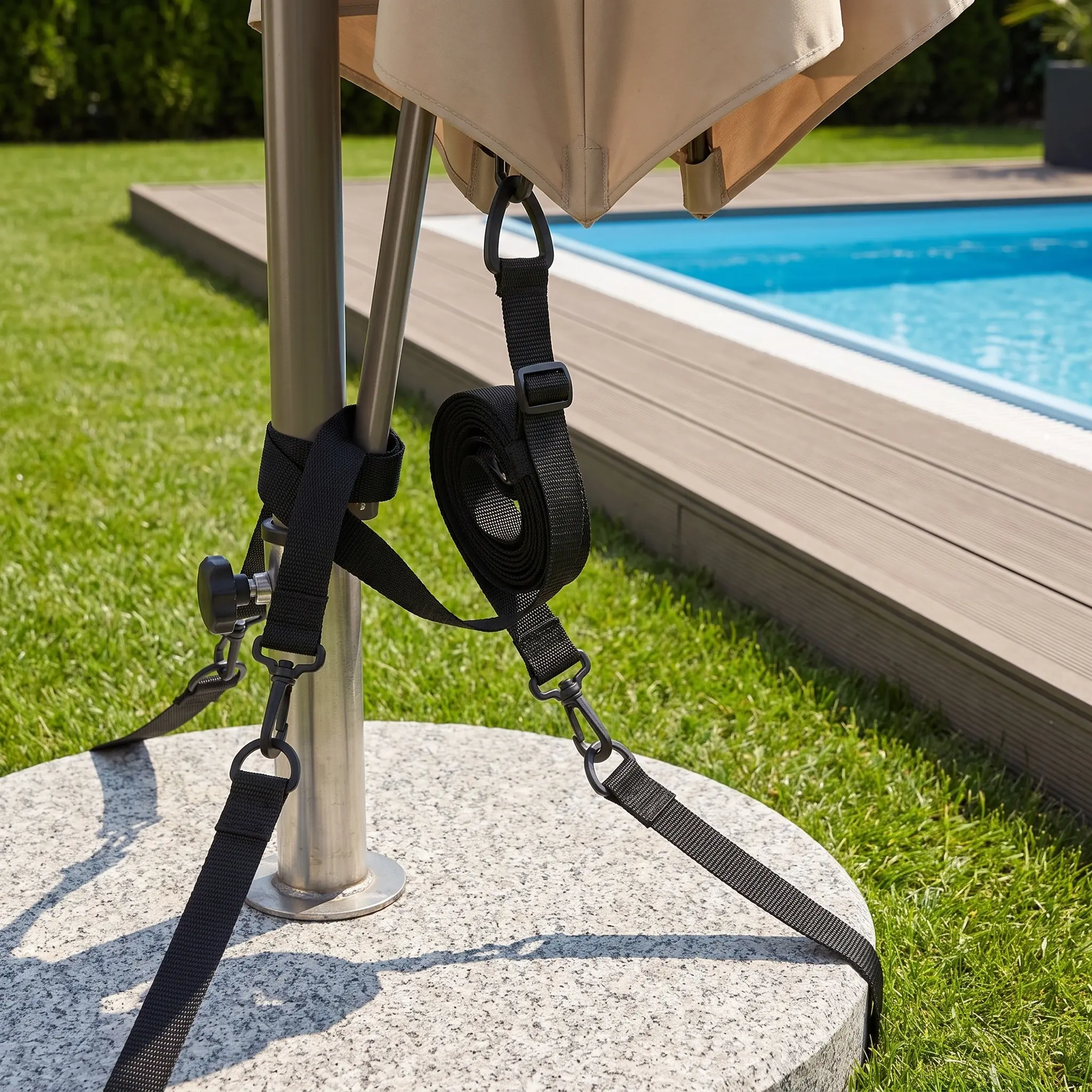 5Pcs Patio Umbrella Tie Down Strap Heavy Duty Adjustable Wind Resistant Parasol Stabilizer for Outdoor Garden Deck