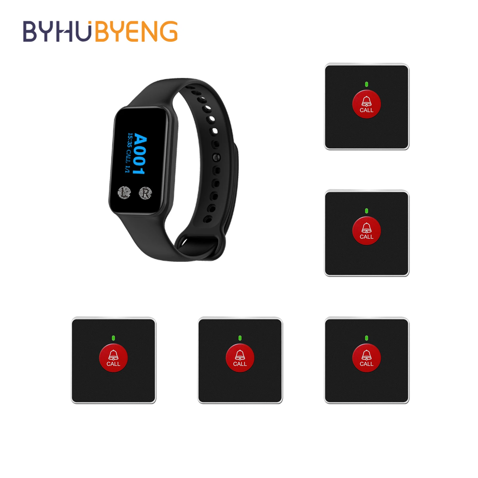 Rechargeable Wireless Watch Pager System for Restaurant Cafe Hookah Lounge Hotel Clinic with Call Buttons Efficient