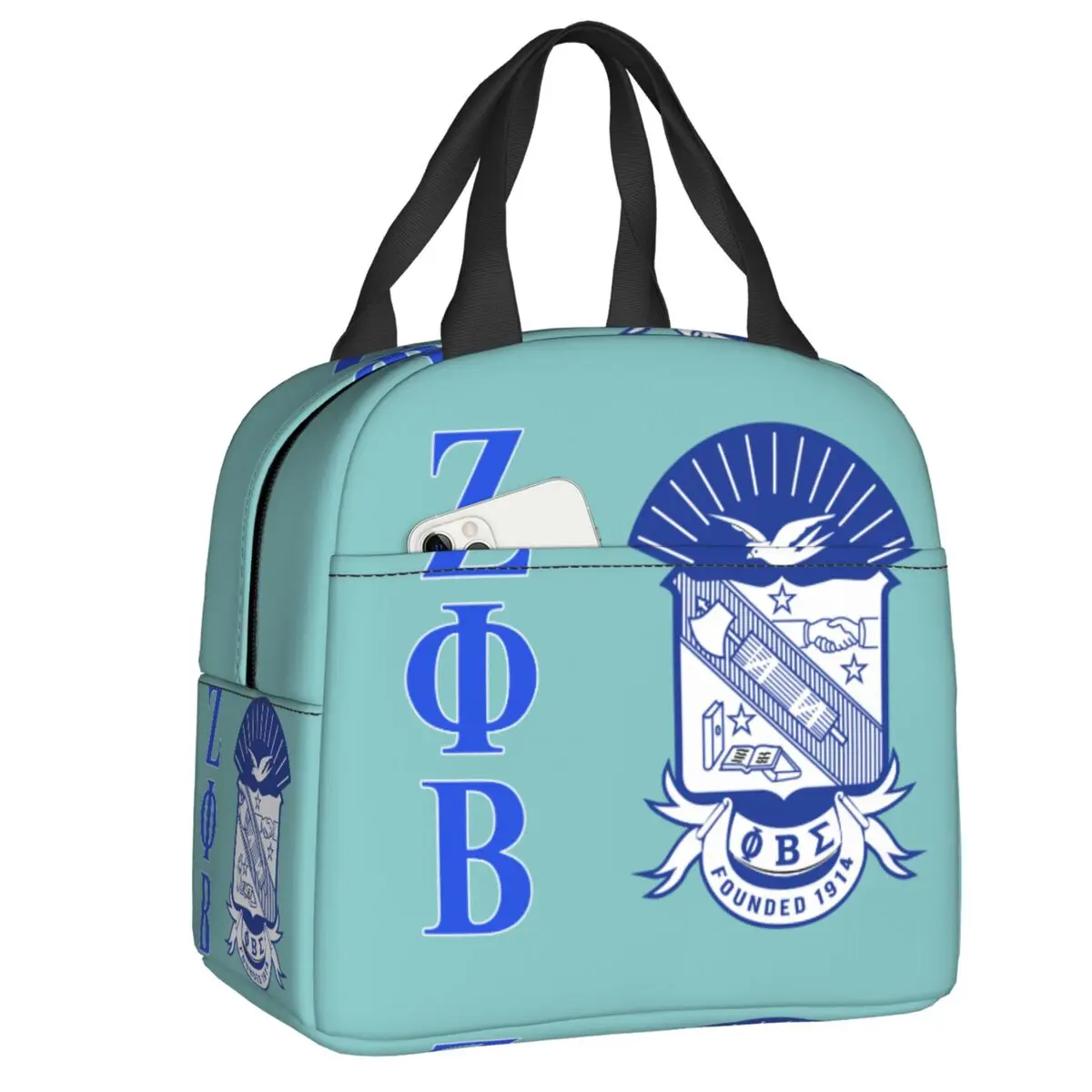 

Zeta Phi Beta Lunch Box Women Leakproof Portable Cooler Thermal Food Insulated Lunch Bag Kids School Children Food Picnic Tote