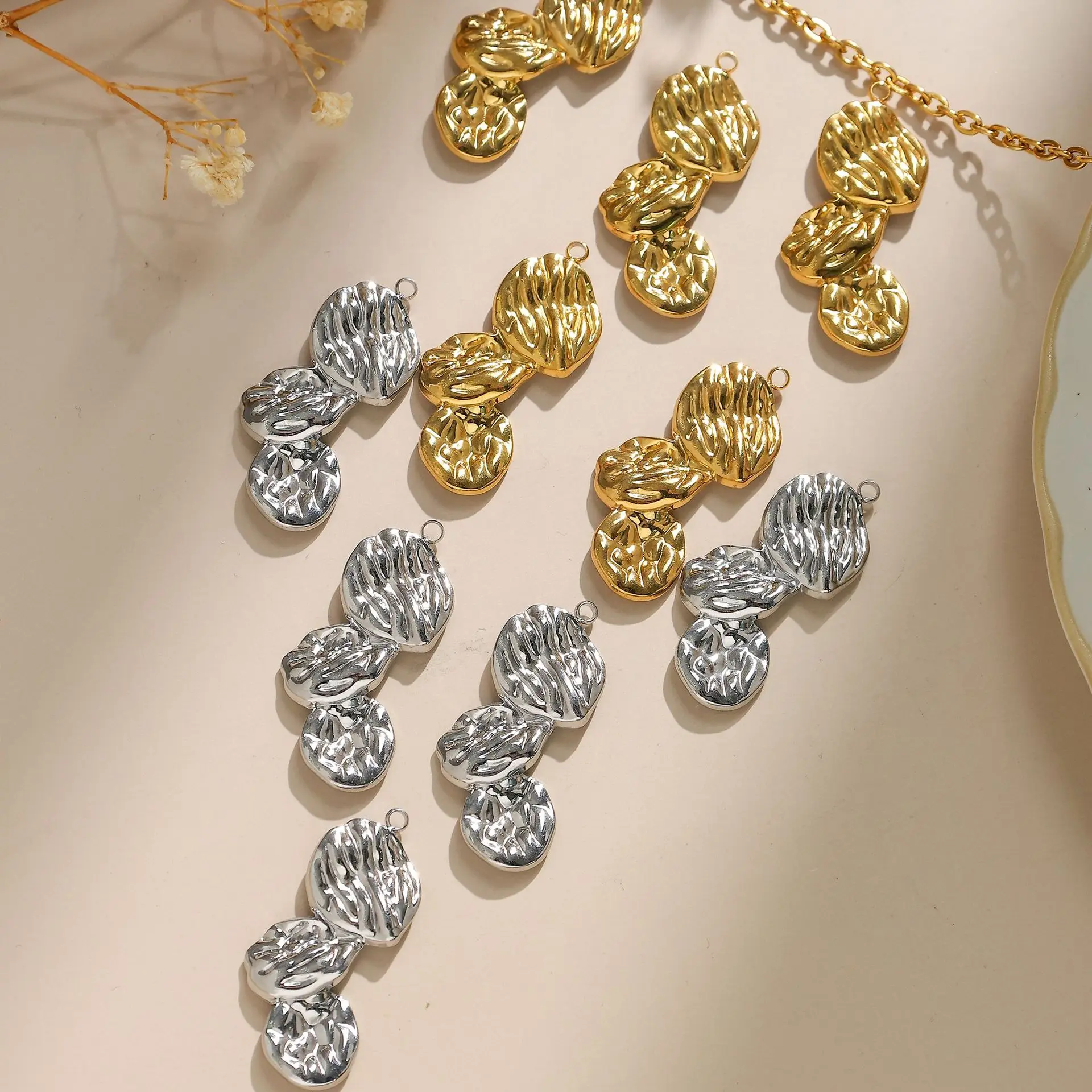 

5pcs Handmade Irregular Pendant Charms Stainless Steel Pendants Diy Necklace Earring Bracelet Connectors Jewelry Making Findings