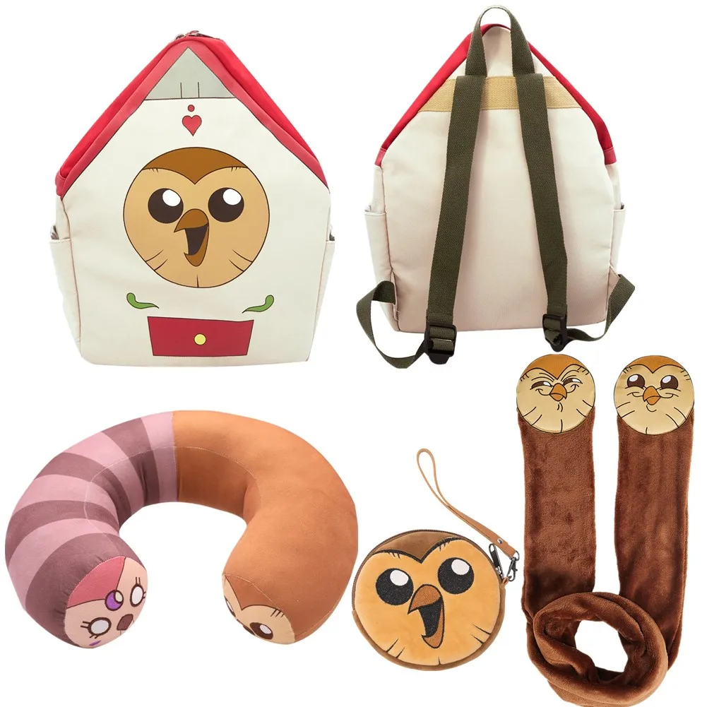 Cartoon House Of Owl Hooty Cosplay School Bags Role Play Props  Unisex Zipper Backpack Cute Coin Purse for Kids Adult Scarf Birt