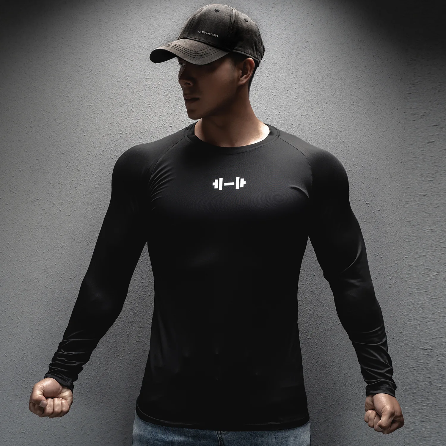 Spring and autumn new long sleeve T-shirt men\'s muscle sports leisure running fitness training fast dry  long sleeve men tops