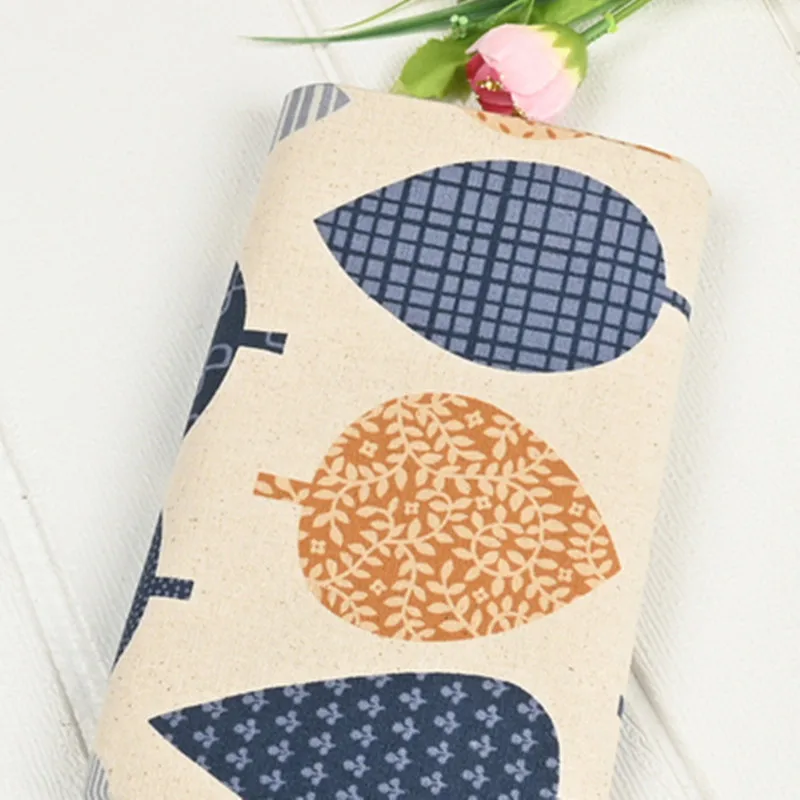 Handmade Fabric with Retro Tree Leaves Print, 100% Cotton, Thicken, DIY Bag, Back Cushion, Table Cloth, CR-1551