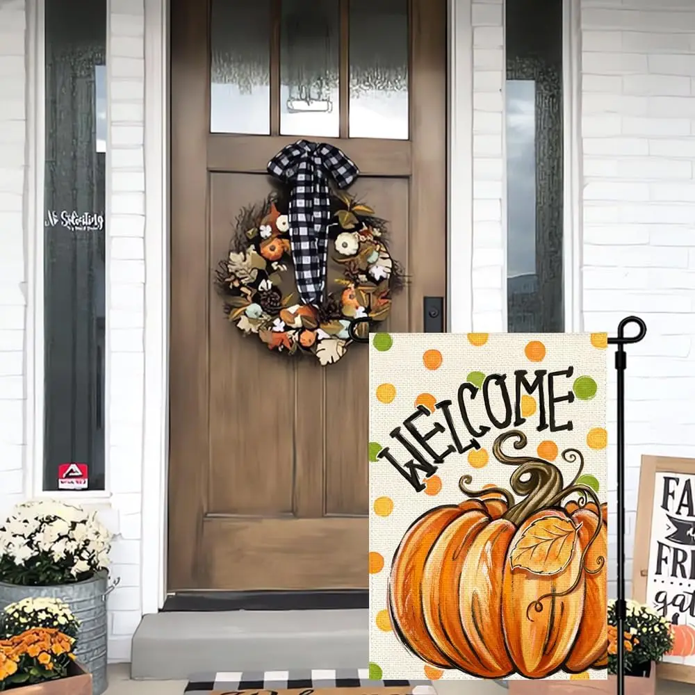 Fall Welcome Pumpkin Garden Porch Flag Decor 12