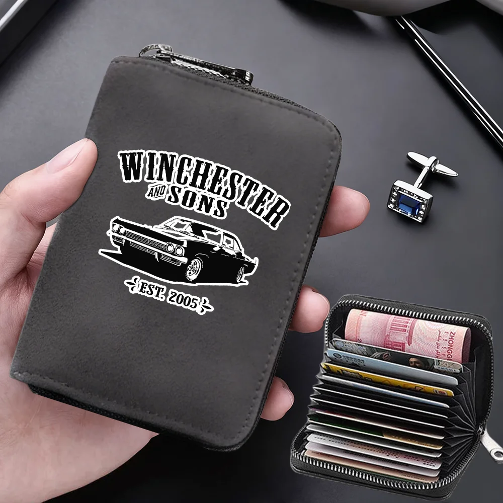 Supernatural Anti Demagnetization Wallets Card Bag 11 Cards Slot Credit Card Holder Zipper Card Wallet Cards Cover