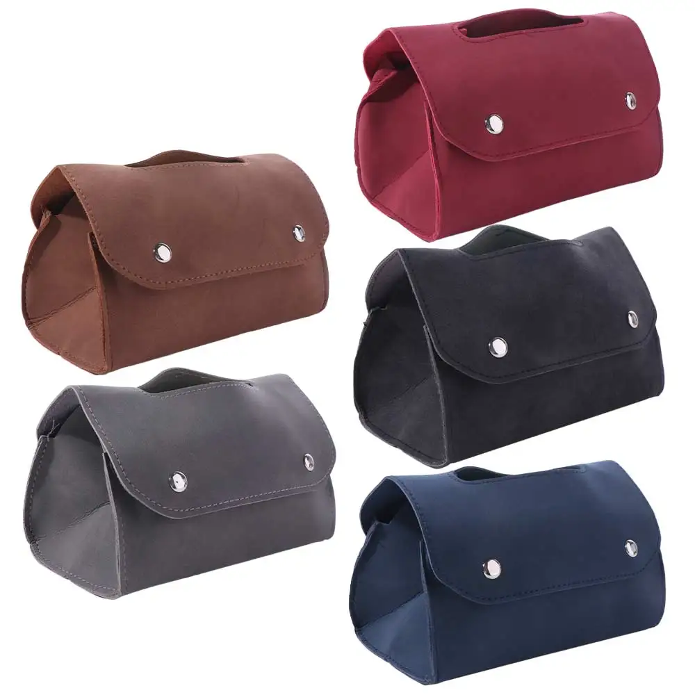 

Household Retro Table Tissue Box Leather Decoration Car Storage Box Solid Color Minimalist Napkin Holder Dining Room