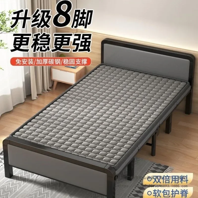Folding bed adult home single bed portable shrink 1.2 meters rental house strong and durable hard plate iron frame