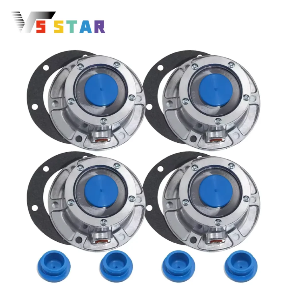 

343-4024 High Quality 4pcs Aluminum Torque Trailer Hub Cap with Oil Port & Rubber Side Fill Plug Replaces Stemco Sliver LN-1022