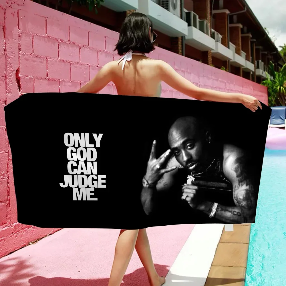 Custom 2PAC Hip -hop Singer Microfiber Beach Towel Absorbent Quick Dry Soft Yoga Swimming Resort Mountain Climbing Towel