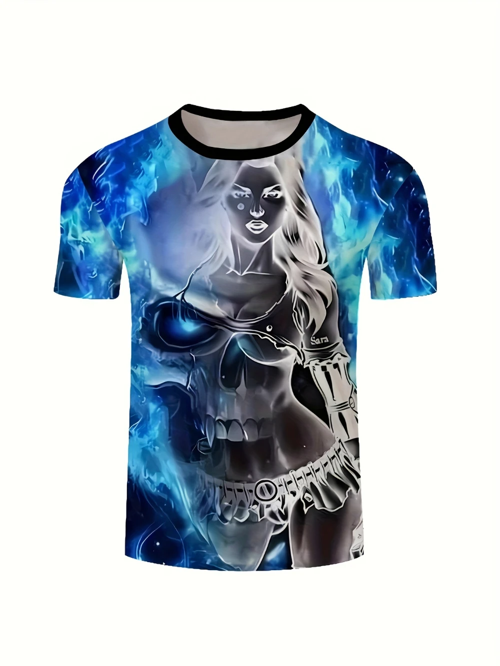 

Мужская футболка с принтом черепа и красивой женщины, летняя одежда на Хэллоуин, мужская одежда «День мертвых», мягкая и удобная