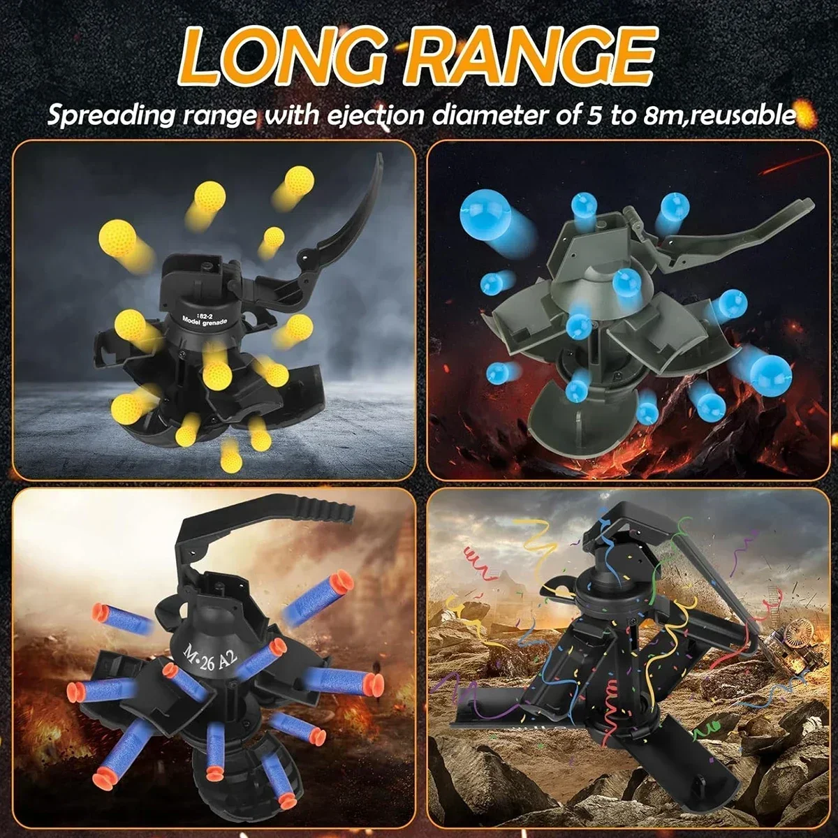 Airsoft Paintball Granate Spielzeug Granate Spielzeug Modell – Anti-Fall nachfüllbare Gel Ball Explosion wiederverwendbare Granate