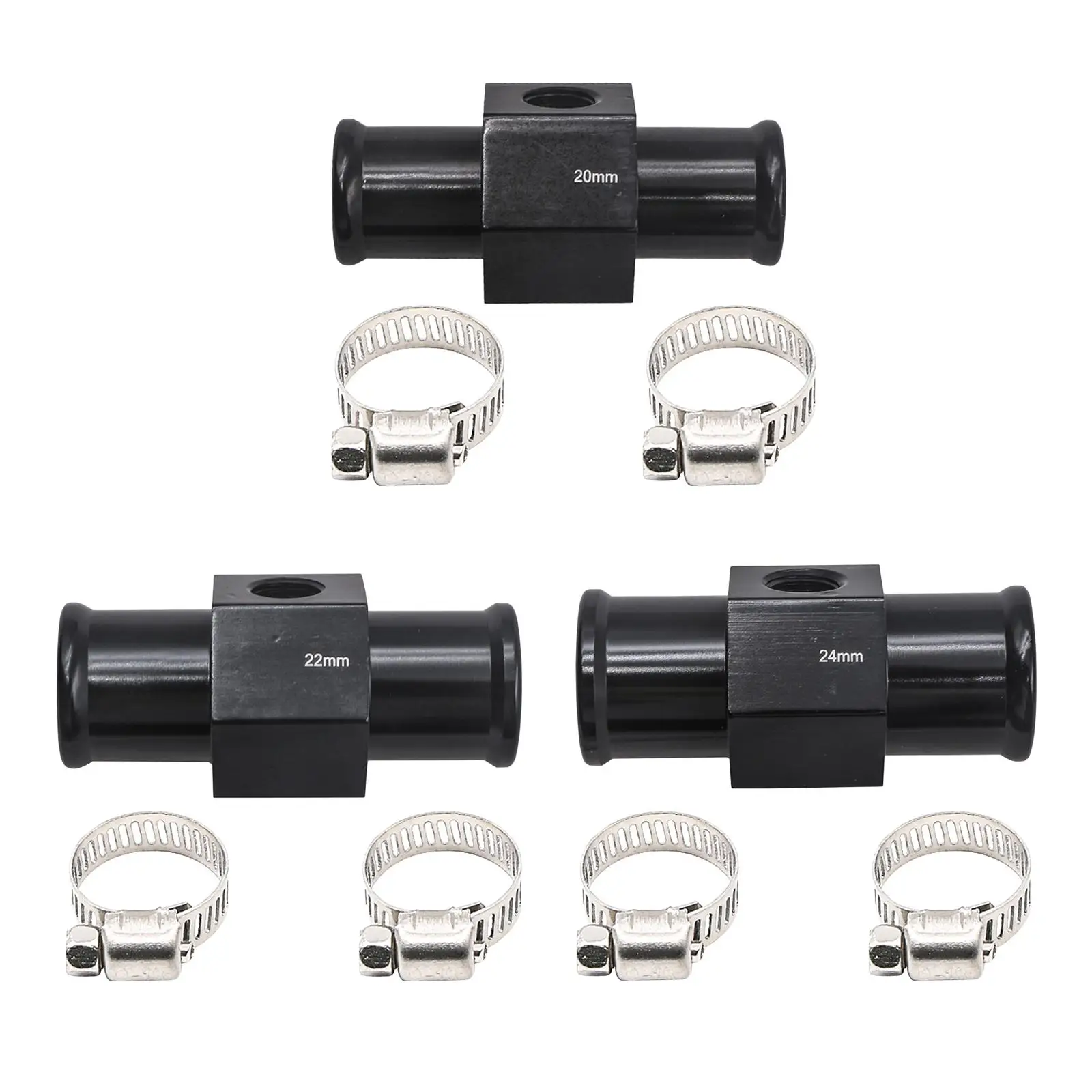 Water Temp Meter Adapter Induction Connector CNC with 2 Clamps Accessories Tee Adapter for Motorcycle Motorbikes Moulding