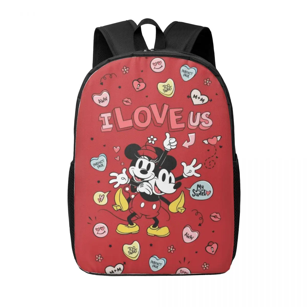 

Custom Minnie Mouse Mickey Mouse Love Backpacks for Men Women School College Students Bookbag Fits 15 Inch Laptop Bags