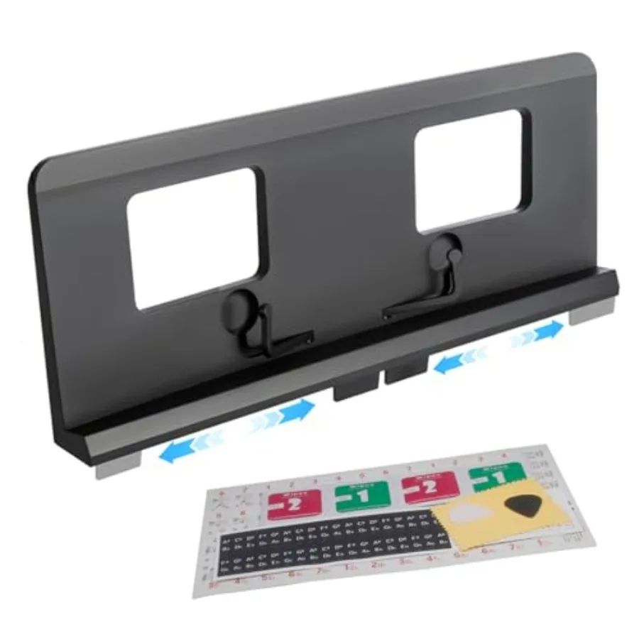 Atril de Música Ajustable con Pegatinas Removibles para Teclas de Piano, para Pianos Electrónicos y Teclados, con Clip para Partituras Incorporado, Color Negro