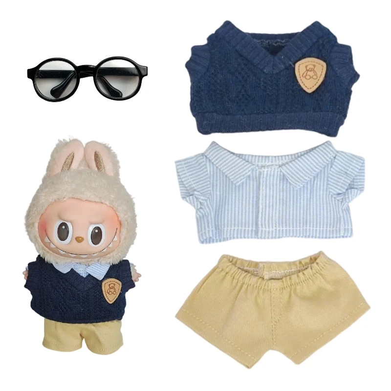 15/17 centimetri Labubu Peluche Idol Vestiti Outfit Accessori College Cultura Amministrativa Viaggio Stile Giocattolo Del Capretto Regalo Labubu marsupio