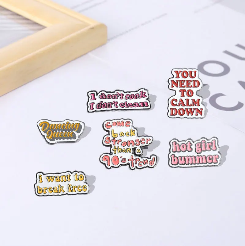 Fun Slogan Banner Enamel Pins The Power of Words Brooch Bag Clothes Lapel Badge Cartoon Jewelry Gift for Kids Friends