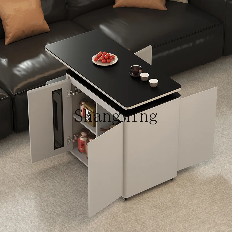 

CL Sofa Mobile Side Table Rotating Tea Cabinet Living Room Rock Board Small Kettle Modern Side Small Tea Table