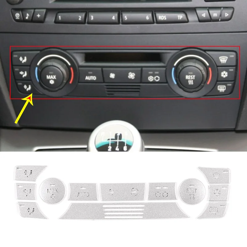 For BMW 3 Series E90 E92 2005-2012 Aluminum Alloy Car Central Control Air Conditioning Button Decoration Sticker Car Accessories